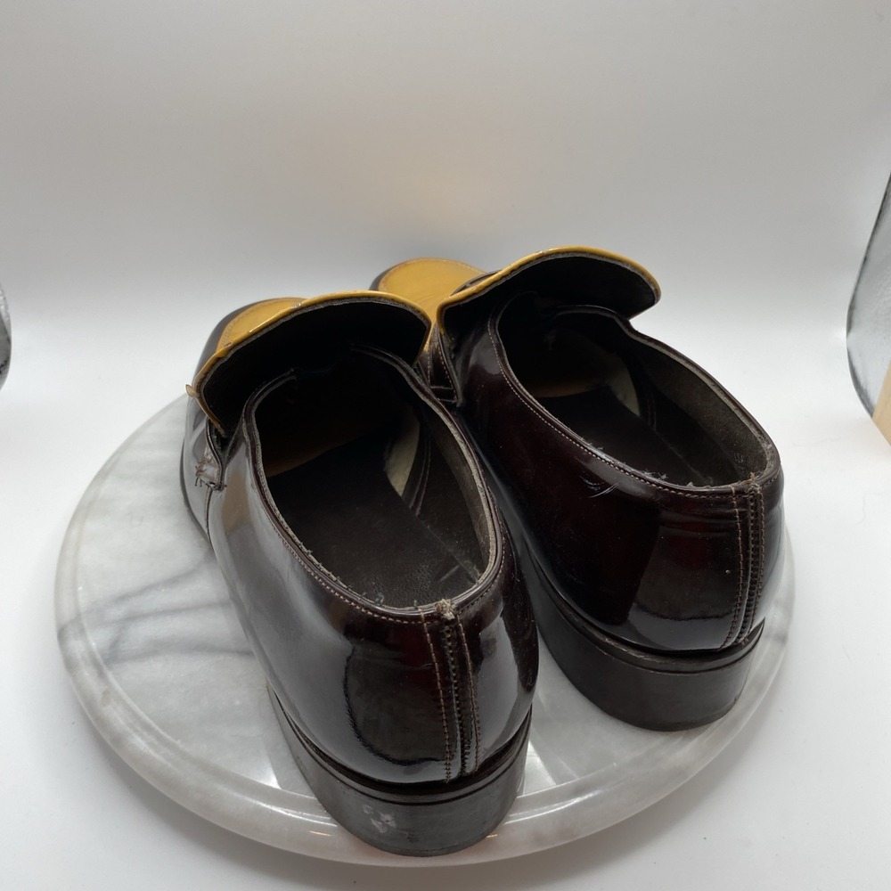 Father and Son Loafers Men's 19.5D Patent Leather Brown / Yellow Dress Shoes - Picture 4 of 16